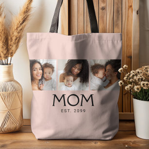 Mom Established Typography Blush Pink 3 Foto Tasche