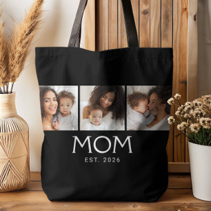 Mom Established Typography Schwarz 3 Foto Tasche