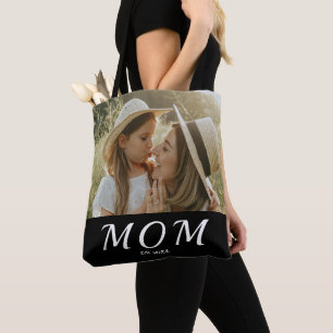 Mom Established Weiße Schrift Foto Tote Bag Tasche