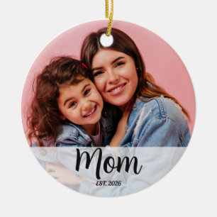 Mom Etabliert Schwarz Weiß Schrift Foto  Keramik Ornament
