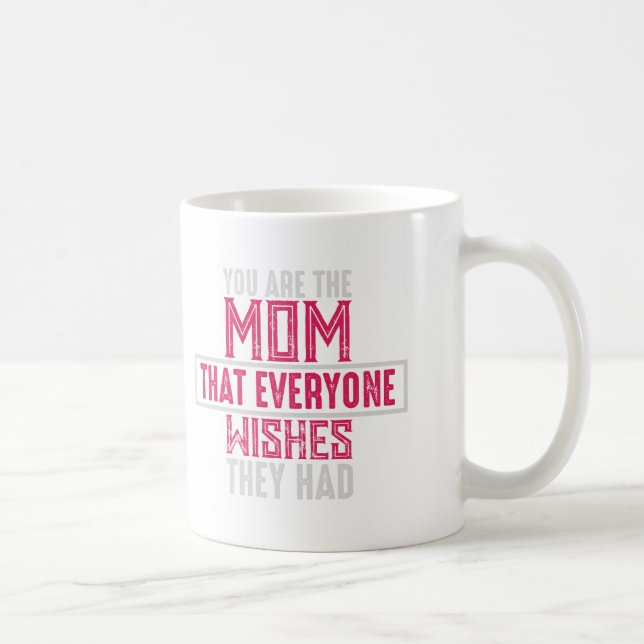 Mom Everyone Wishes Hearts Pattern Pink Typography Kaffeetasse (Rechts)