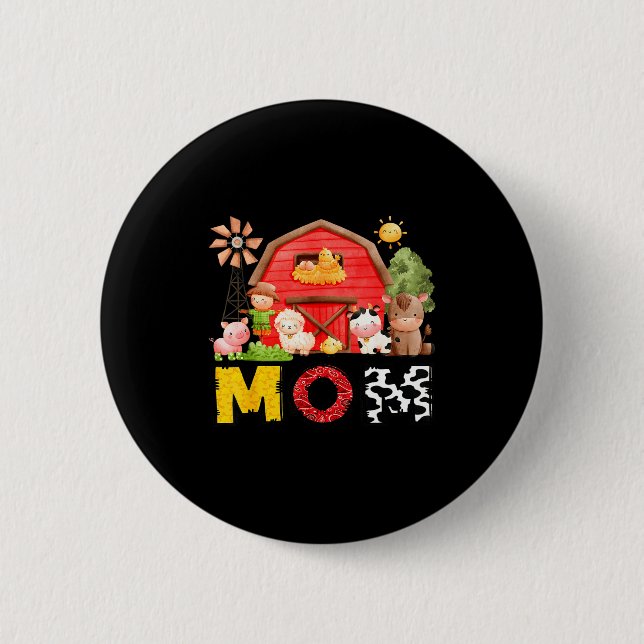 Mom Farm Cow Birthday Boy Matching Family Matching Button (Vorderseite)