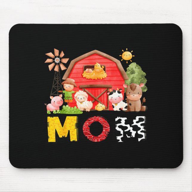 Mom Farm Cow Birthday Boy Matching Family Matching Mousepad (Vorne)
