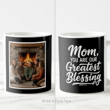 Mom Greatest Blessing Custom 1 Photo Simple Black