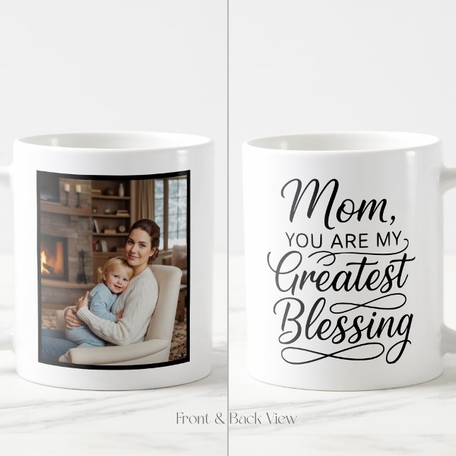 Mom Greatest Blessing Heartfelt Easy Custom Photo  Kaffeetasse (Von Creator hochgeladen)