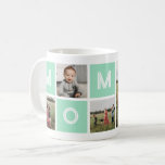 Mom Green Birthday Custom 5 Photo Kaffeetasse<br><div class="desc">Create a beautiful photo coffee mug for your mom. Perfect Mother's day,  Christmas or a birthday gift.</div>