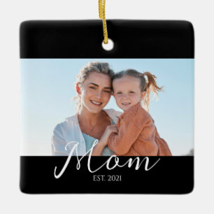 Mom hat das Schwarz-Weiß-Schrift-Foto eingerichtet Keramikornament