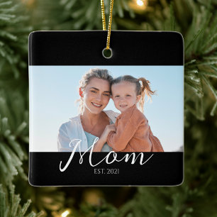 Mom hat das Schwarz-Weiß-Schrift-Foto eingerichtet Keramikornament