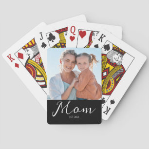 Mom hat es geschafft Schrift Schwarz Foto Spielkarten