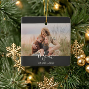 Mom hat es geschafft Weiße elegante Schrift Foto  Keramikornament