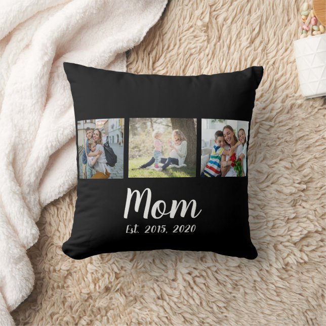 Mom hat Skript Schwarz 3 Foto erstellt Kissen (Decke)