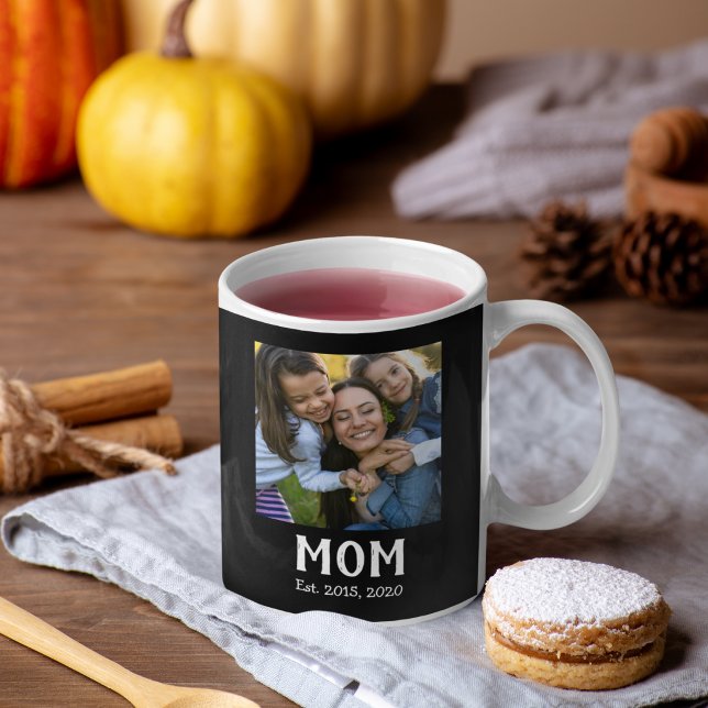 Mom hat Skript Schwarz 3 Foto Kaffeetasse (Von Creator hochgeladen)