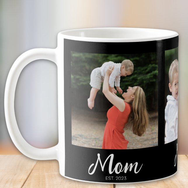 Mom hat Skript Schwarz 3 Foto Kaffeetasse (Von Creator hochgeladen)