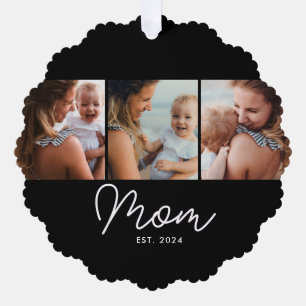 Mom hat Skript Schwarz 3 Foto Ornament Karte