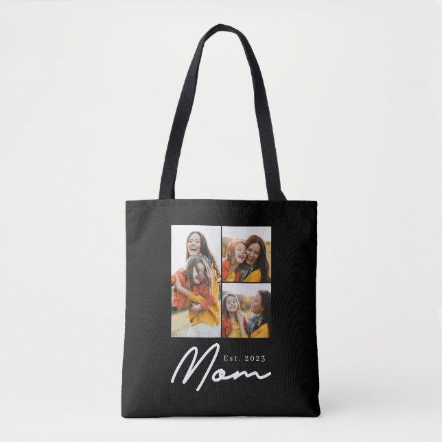 Mom hat Skript Schwarz 3 Foto Tasche (Vorderseite)