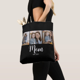 Mom hat Skript Schwarz 3 Foto Tasche