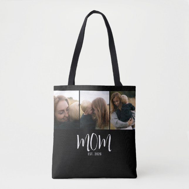 Mom hat Skript Schwarz 3 Foto Tasche (Vorderseite)