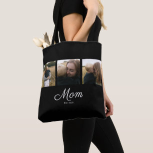 Mom hat Skript Schwarz 3 Foto Tasche