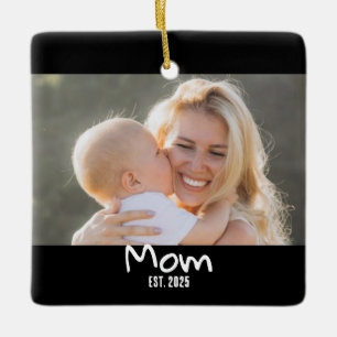 Mom hat Skript Schwarz Foto erstellt Keramikornament