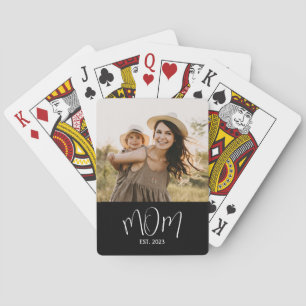 Mom hat Skript Schwarz Foto Spielkarten