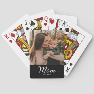 Mom hat Skript Schwarz Foto Spielkarten