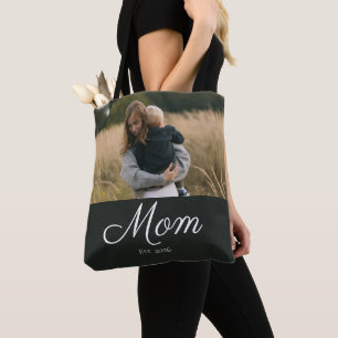 Mom hat Skript Schwarz Foto Tasche