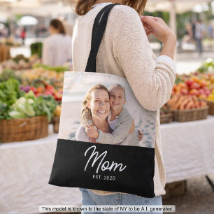 Mom hat Skript Schwarz Foto Tasche