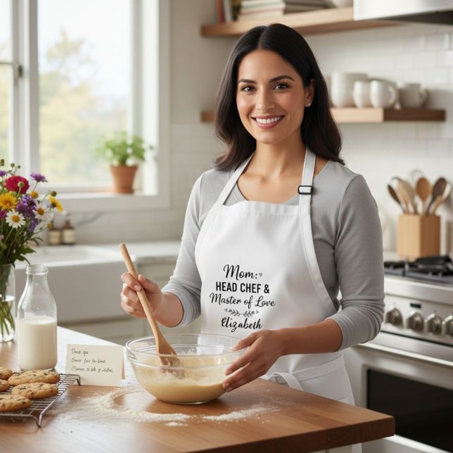 Mom Head Chef Master of Love Personalized Apron Schürze (Von Creator hochgeladen)