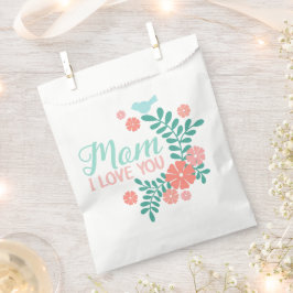Mom I love you text in cute floral bird design Geschenktütchen