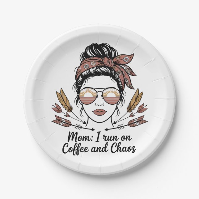 Mom I Run On Coffee And Chaos Pappteller (Vorderseite)