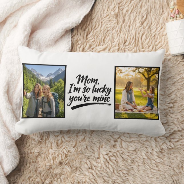 Mom Im So Lucky Youre Mine Brush Script 2 Photo Lendenkissen (Decke)