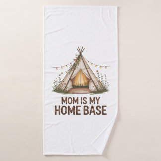 Mom Is My Home Base Badehandtuch