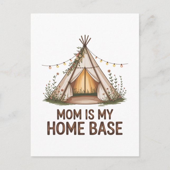 Mom Is My Home Base Feiertagspostkarte (Vorderseite)