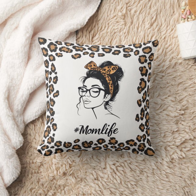 Mom Life Leopard Print Pillow Cover Kissen (Decke)