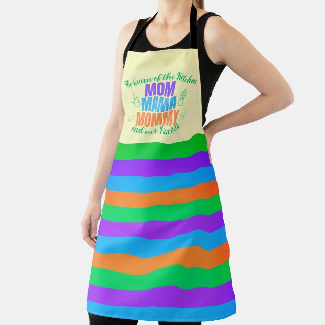 Mom Mama Mommy Queen of The Kitchen Solid Stripes Schürze (InSitu)