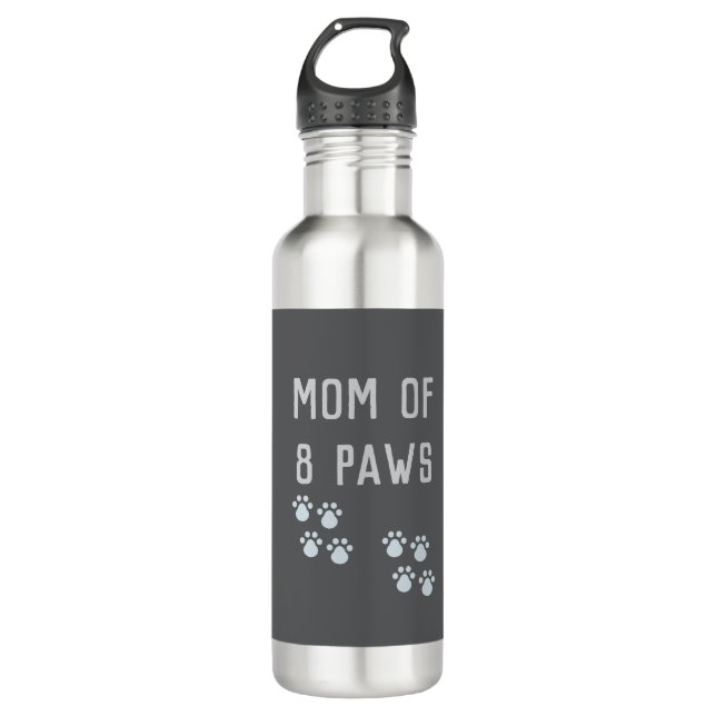 Mom of 8 paws edelstahlflasche (Vorderseite)