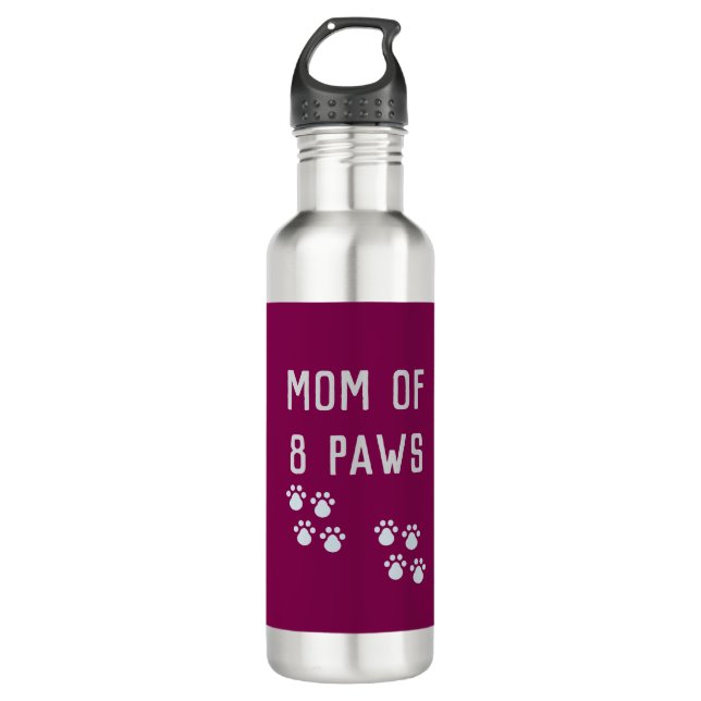 Mom of 8 paws edelstahlflasche (Vorderseite)