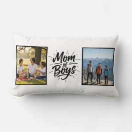 Mom of Boys Brush Script Double Photo Minimalist Lendenkissen