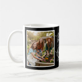 Mom of Girls Elegant Modern Script 2 Photo Black Kaffeetasse