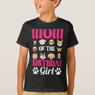 Mom Of The Birthday Girl Dog Paw Bday Party T-Shirt