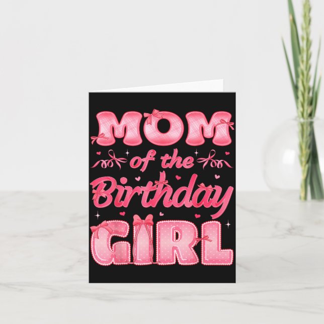 Mom Of The Birthday Girl Family Nk Coquette Bow  Karte (Vorderseite)
