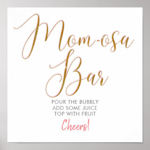 Mom-osa Bar Gold Glitter Script Textplakat Poster