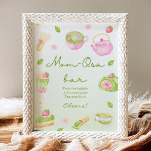 Mom-Osa Bar Matcha-Tee Pink Baby Shower Poster