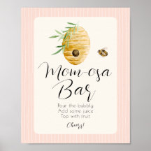MOM-OSA Bar Pink Bee Thema Mädchen Baby Shower Sch