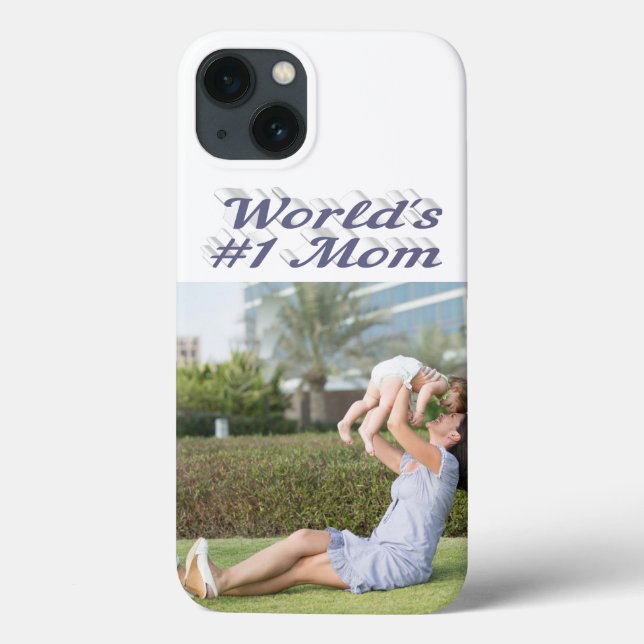 Mom Photo gray text iPhone Case (Rückseite)