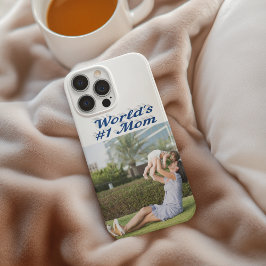 Mom Photo sea blue text iPhone Case