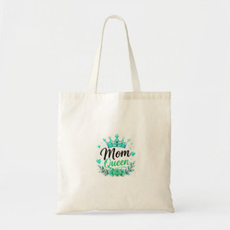 Mom Queen Türkis Kronen Blumen Tragetasche