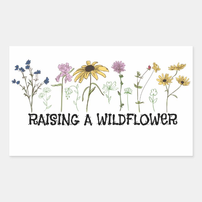 Mom Raising a wildflower  Rechteckiger Aufkleber (Vorderseite)