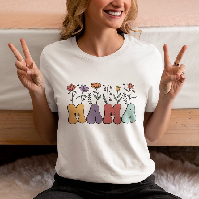 Mom Retro Floral Gift for Mom T-Shirt (Von Creator hochgeladen)