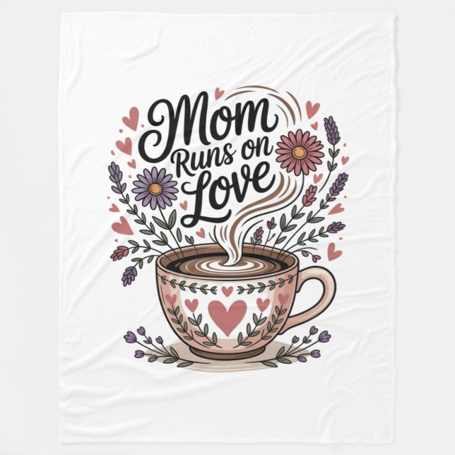 Mom Runs On Love Fleecedecke (Vorderseite)